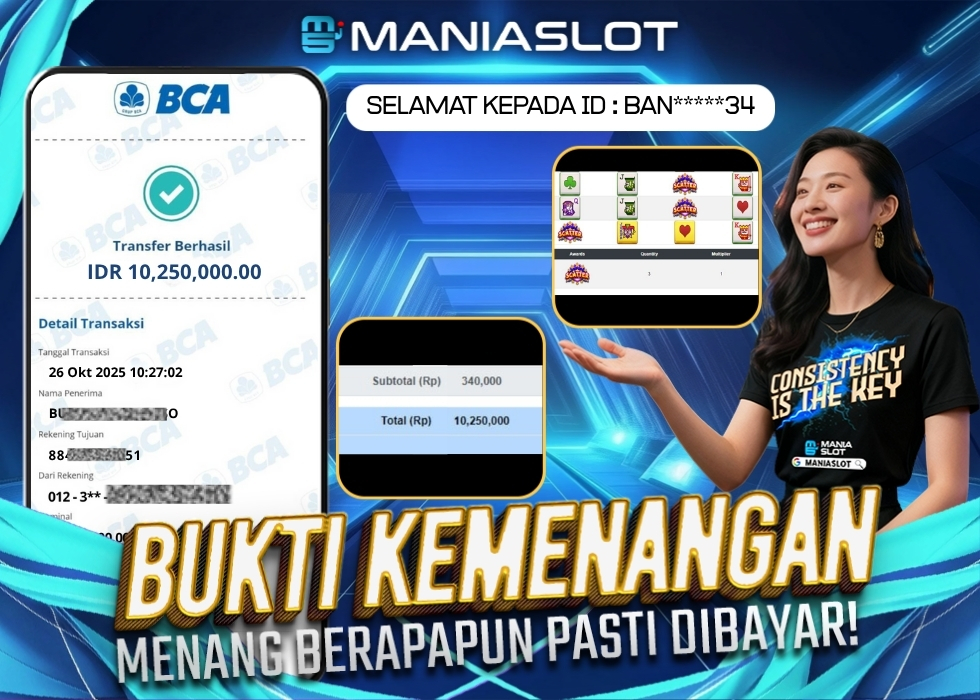 Bukti Jepe Rp 7jt Hari ini di Poker Mania 1024 1 MANIASLOT-BCA