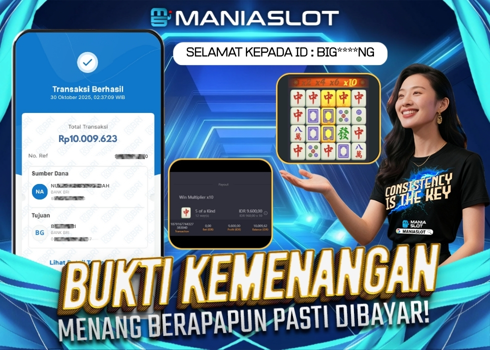 Bukti Jepe Rp 10jt Hari ini di Mahjong Ways 1 MANIASLOT-BRI
